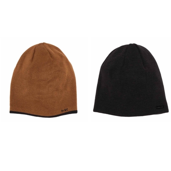 Michael Kors reversible winter hat NWT Tan/Black - Picture 4 of 4